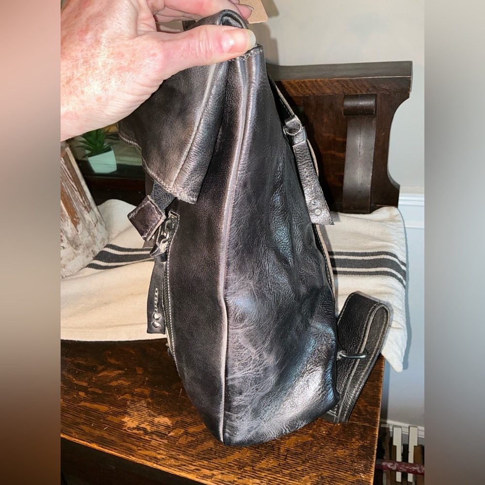 NWT Bed Stu Leather Howie Flapover Leather Backpack Black Rustic Retail $365 - Picture 6 of 14